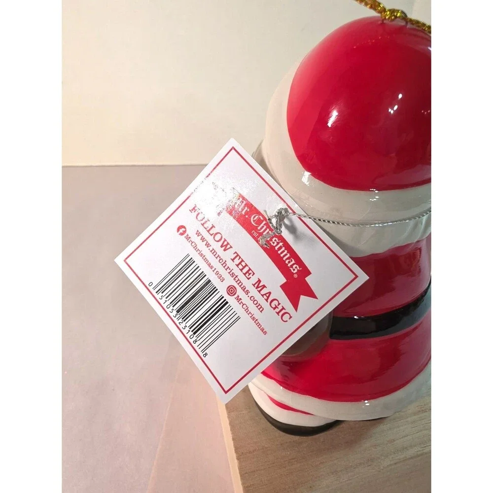 New Mr. Christmas Santa Figure Ornament Ceramic Light Up Tree Follow the Magic